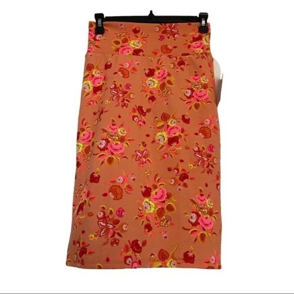 Lularoe Orange Summer Spring Pencil Floral Cassie Skirt Size XS NWT #4320